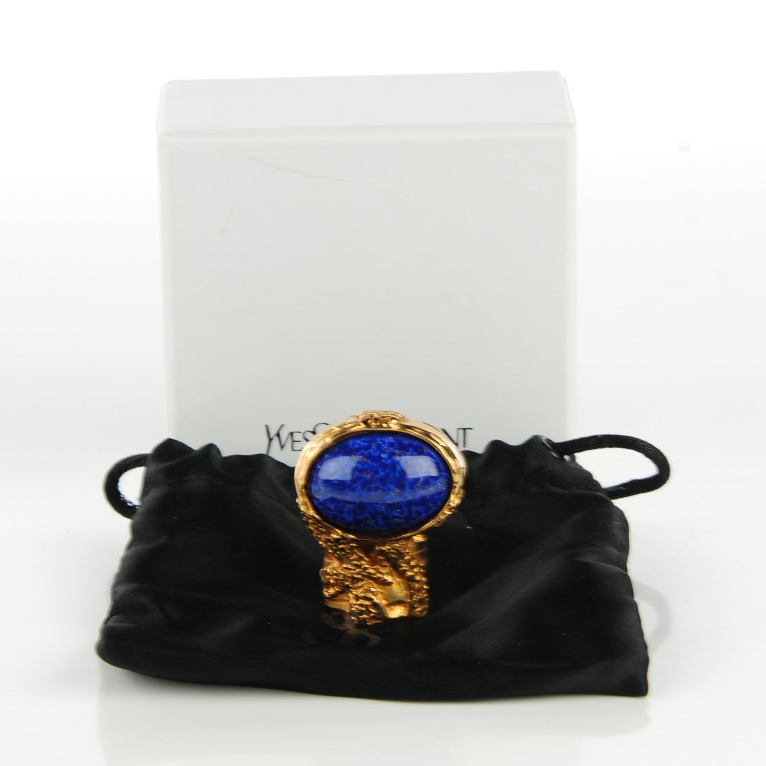 Saint Laurent Glass Cabochon Arty Ovale Ring 5 Gold Lapis 4 of 4