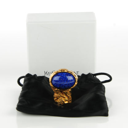Saint Laurent Glass Cabochon Arty Ovale Ring 5 Gold Lapis 4 of 4