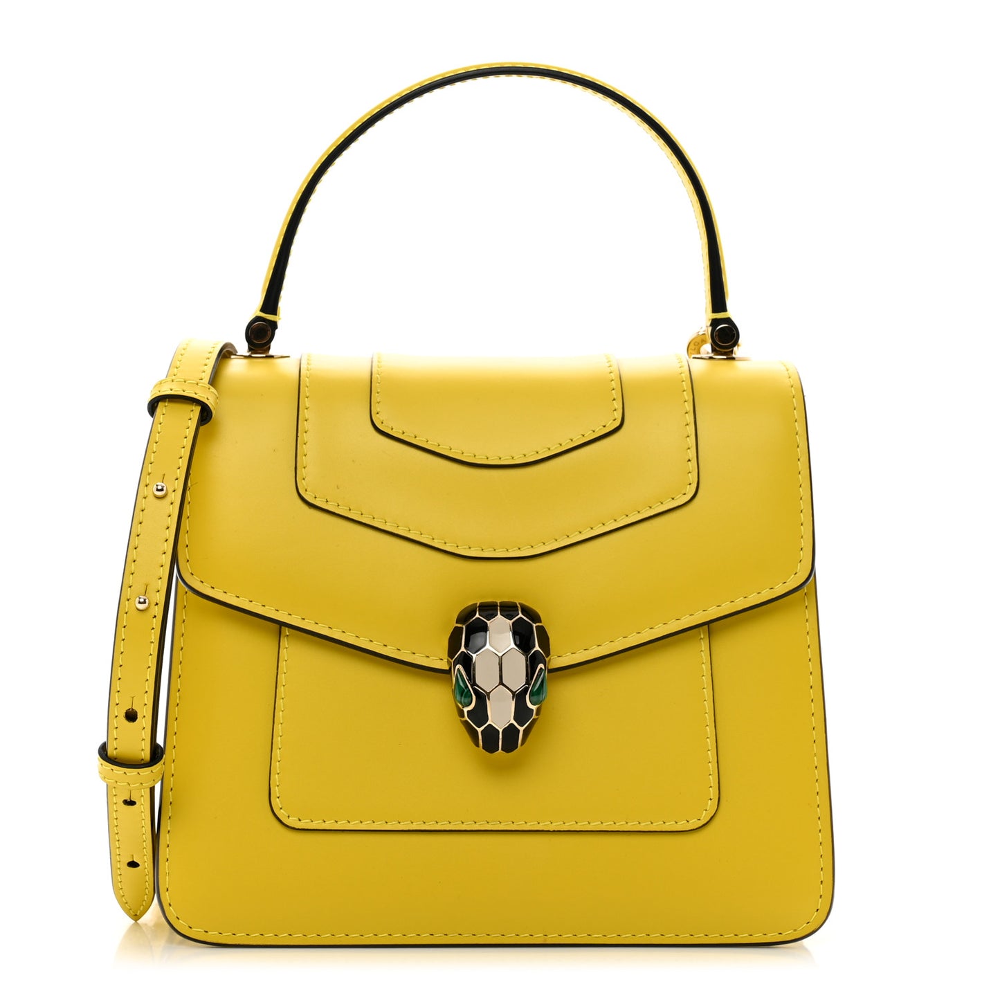 Calfskin Serpenti Forever Top Handle Yellow