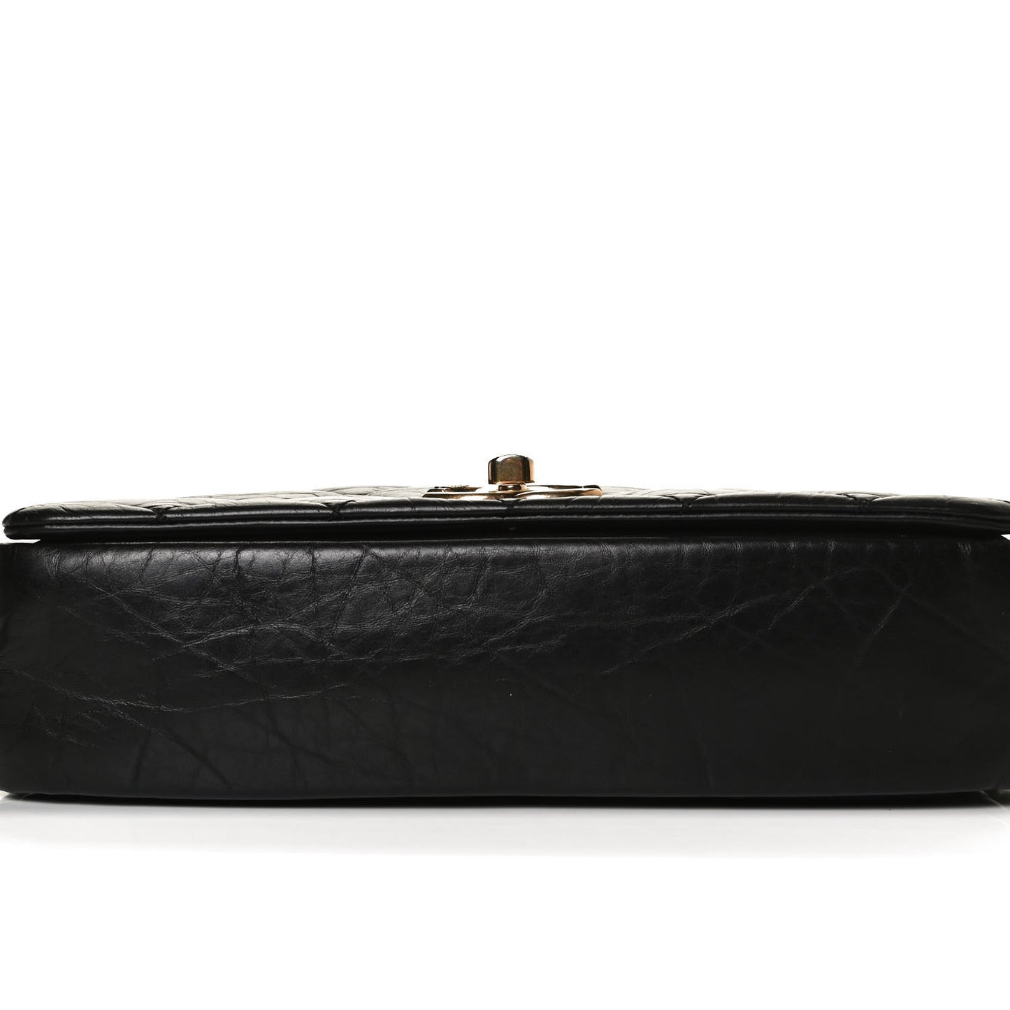 Aged Calfskin Quilted Medium Pondichery Flap Black