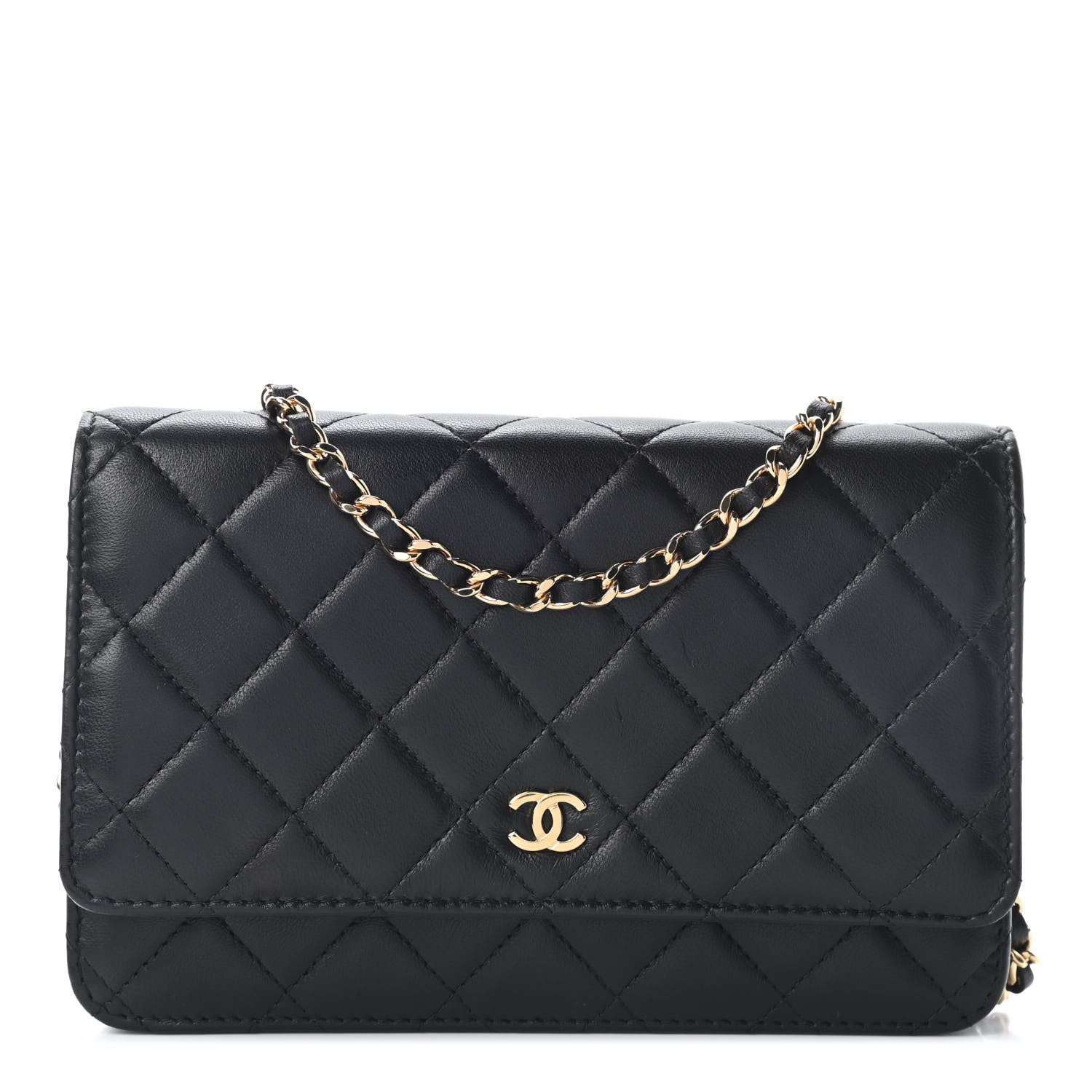 Chanel Lambskin Quilted Wallet On Chain WOC Black 1 of 9