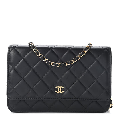 Chanel Lambskin Quilted Wallet On Chain WOC Black 1 of 9