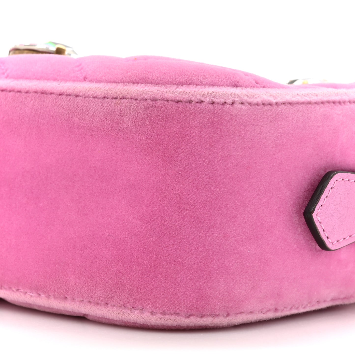 Velvet Matelasse Marquise Crystals Mini GG Marmont Chain Shoulder Bag Malva