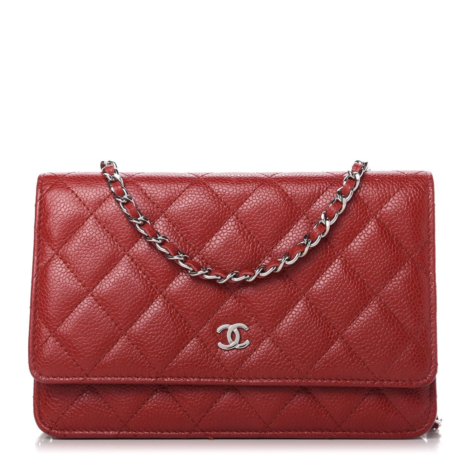 Chanel Caviar Quilted Wallet On Chain WOC Red 1 of 12