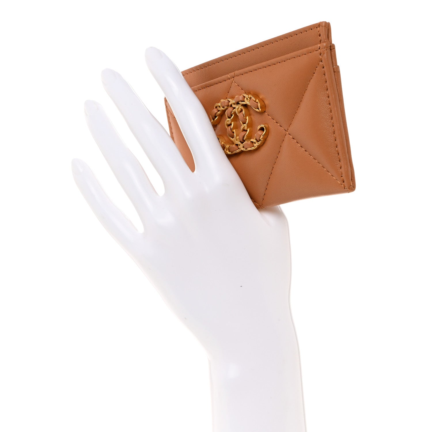 Chanel Lambskin Quilted Chanel 19 Card Holder Brown 2 of 10