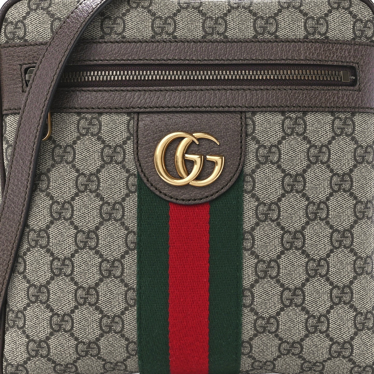GG Supreme Monogram Web Small Ophidia Messenger Bag Brown