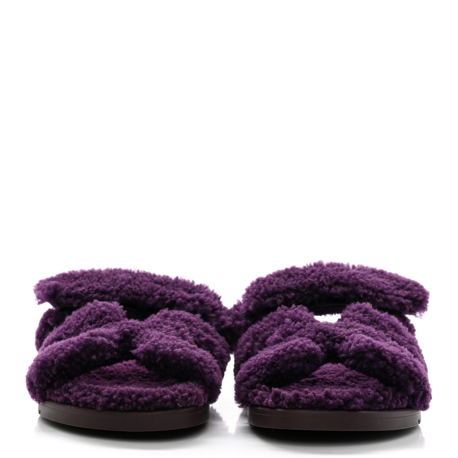 Hermes Woolskin Womens Chypre Sandals 38.5 Violet Fonce 2 of 9
