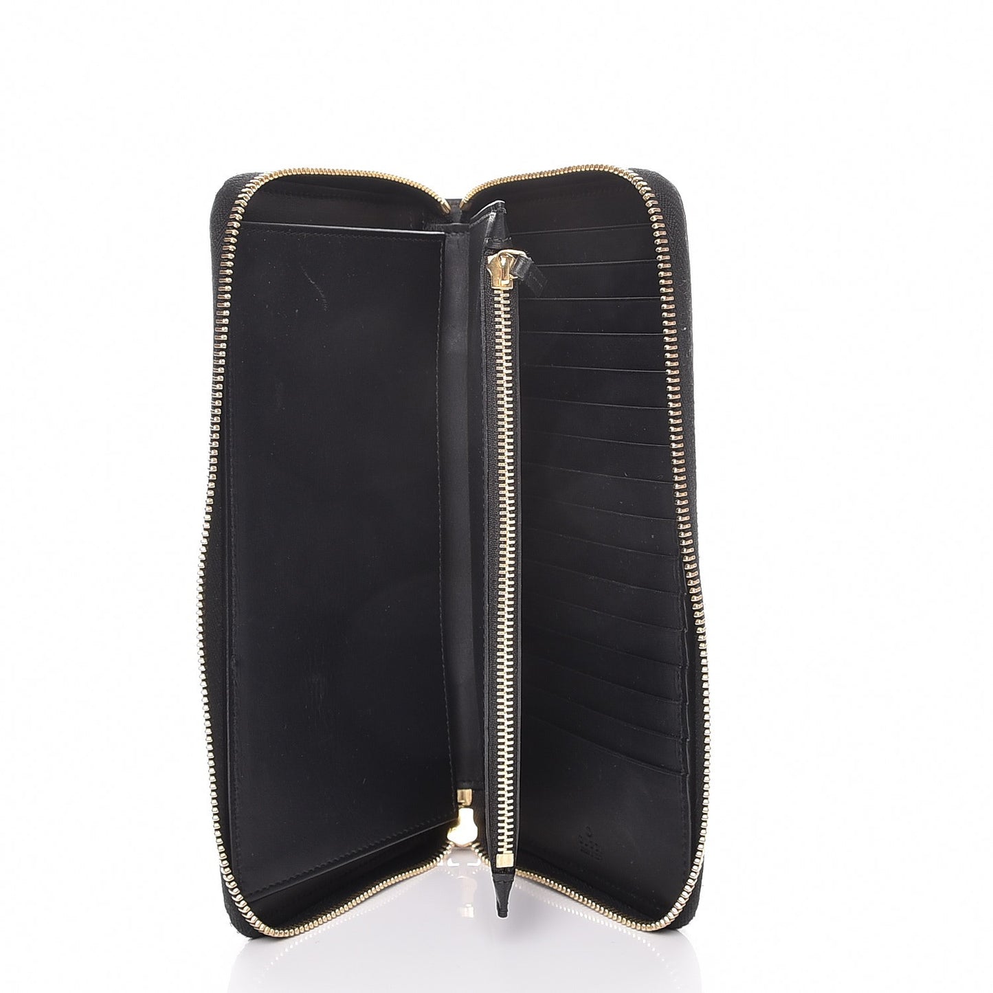 GG Supreme Monogram Top Handle Zip Around Wallet Black