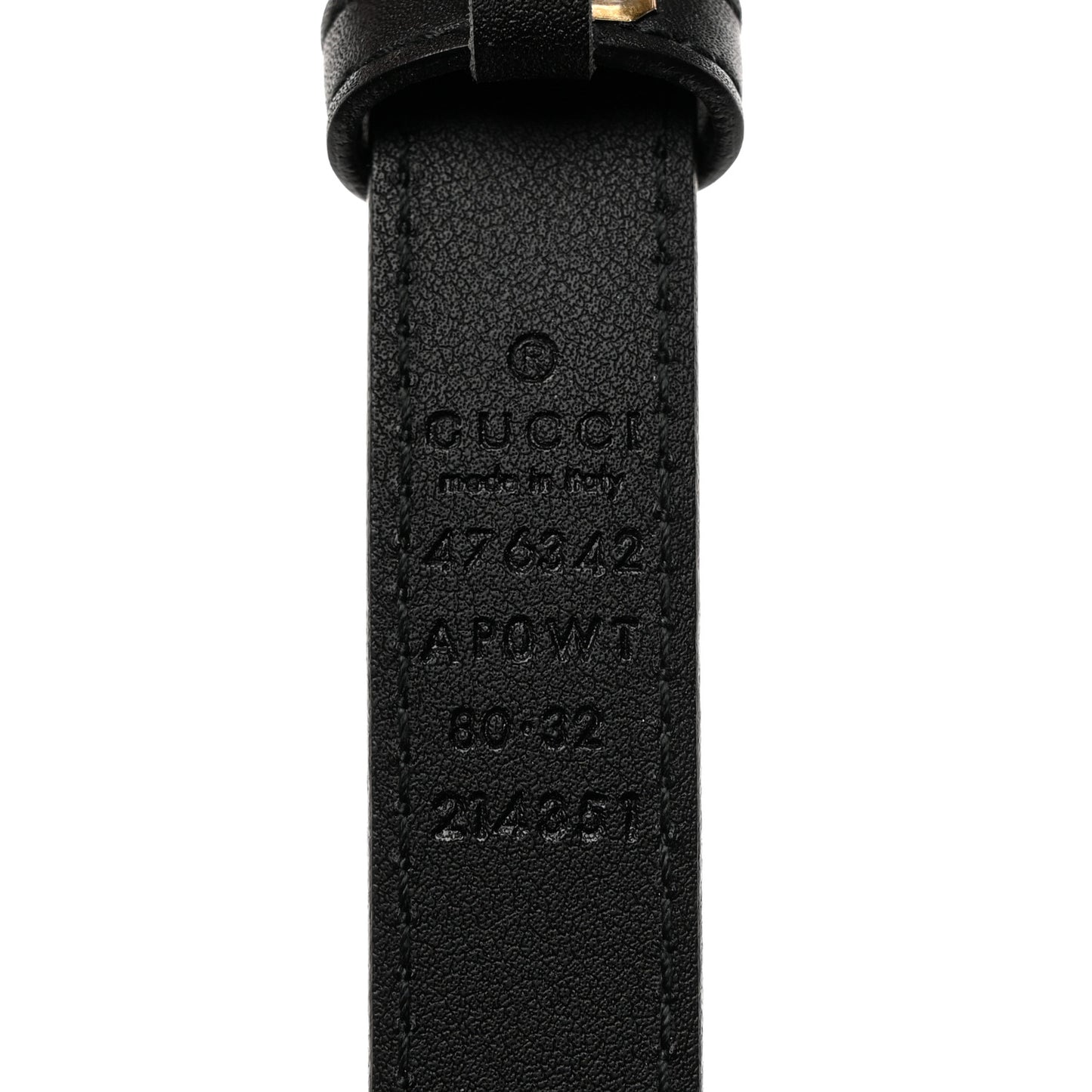 Calfskin Pearl Double G 20mm Belt 80 32 Black Cream