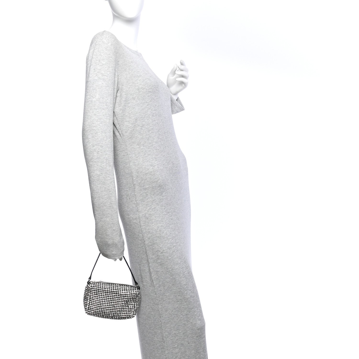 Alexander Wang Mesh Crystal Rhinestone Mini Heiress Pouch Black Silver 2 of 12