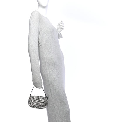 Alexander Wang Mesh Crystal Rhinestone Mini Heiress Pouch Black Silver 2 of 12