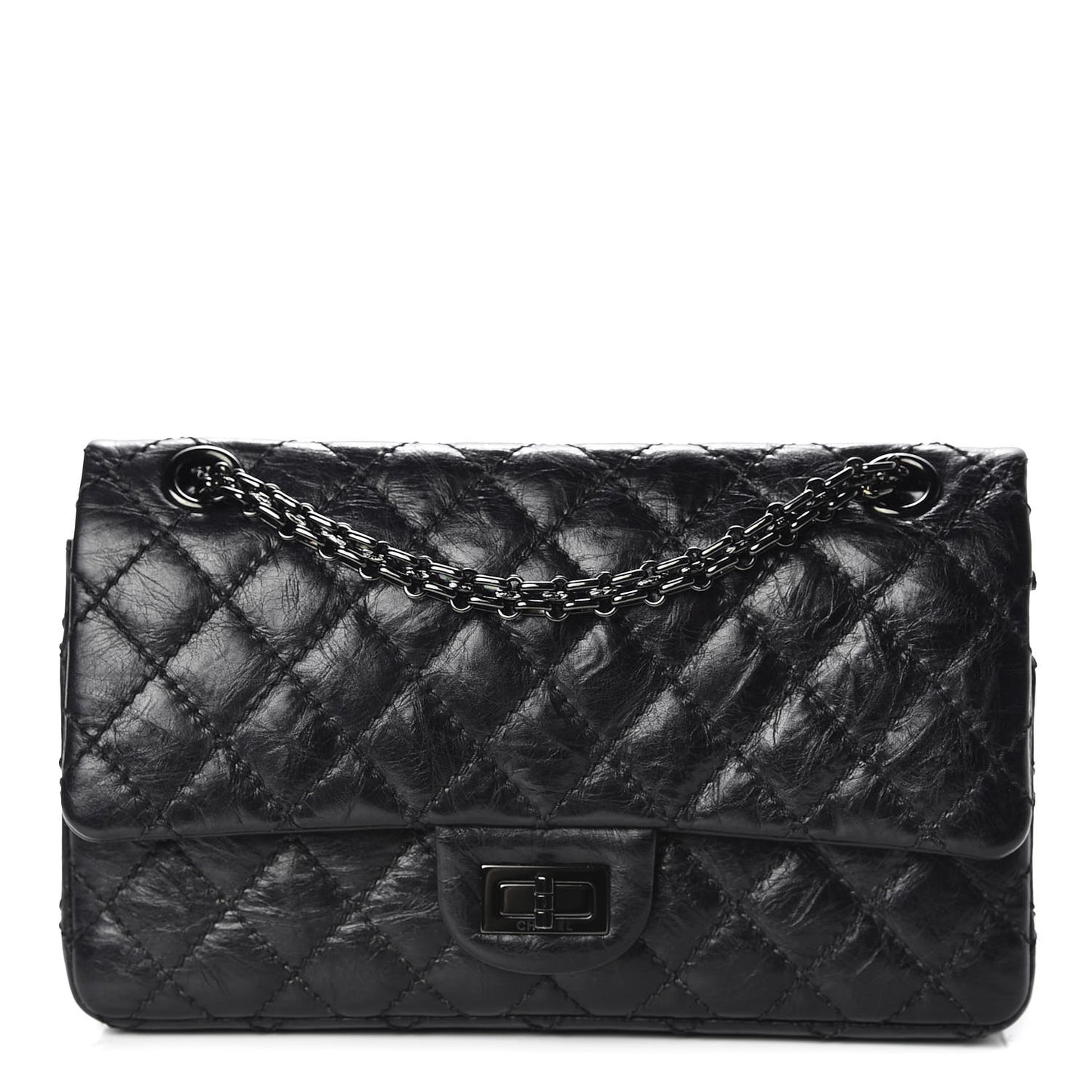 Aged Calfskin Quilted 2.55 Reissue 225 Flap So Black