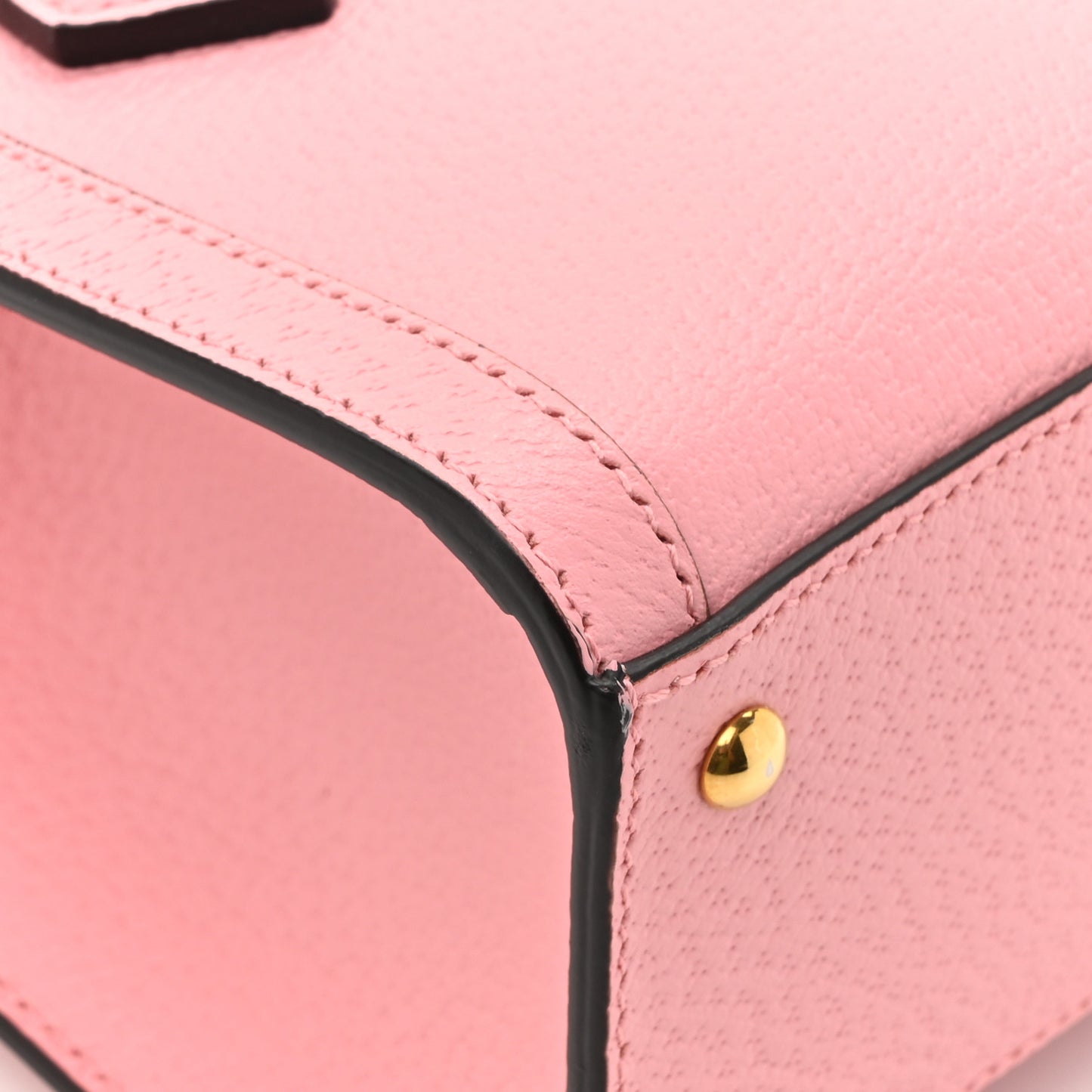 Textured Dollar Calfskin Web Mini Diana Tote Bag Wild Rose Black