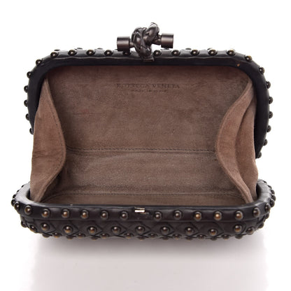 Bottega Veneta Waxy Nappa Intrecciato Knot Studded Clutch Gray 5 of 6