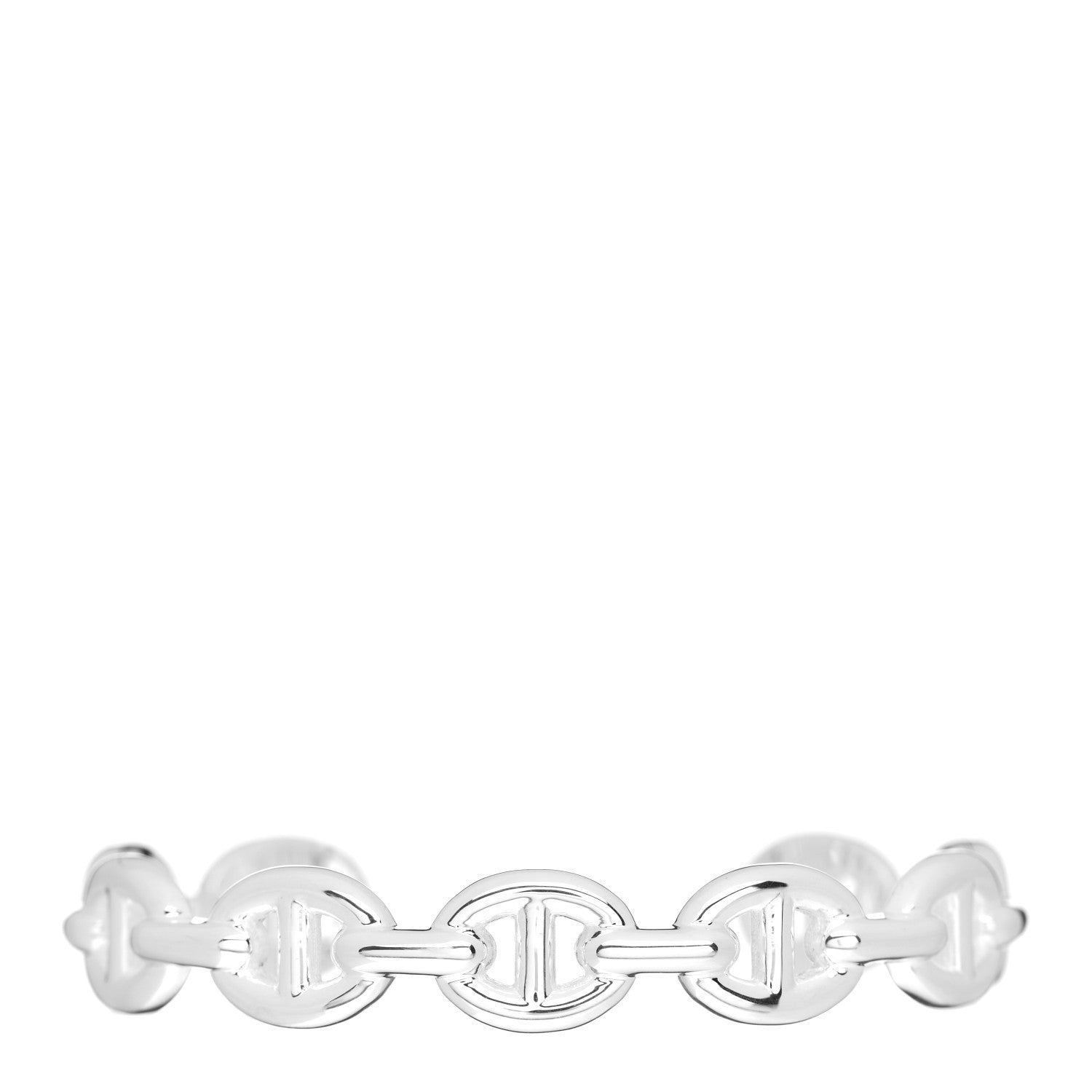 Hermes Sterling Silver MM Chaine d'Ancre Enchainee Cuff Bracelet SH 1 of 5