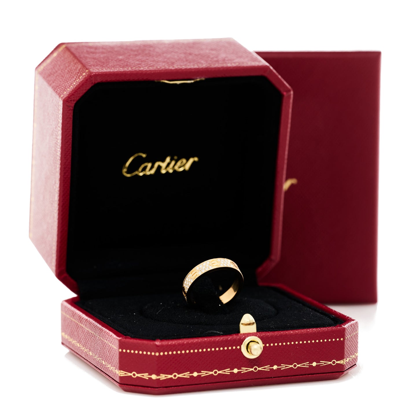 18K Yellow Gold Diamond 4mm LOVE Wedding Paved Band Ring 49 4.75
