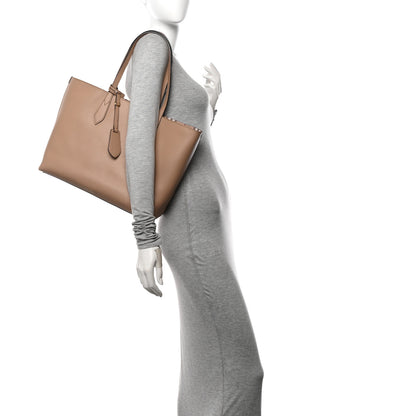 Burberry Grainy Calfskin Haymarket Check Medium Reversible Tote Camel 2 of 11