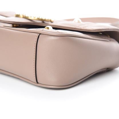 Gucci Calfskin Matelasse Studded Mini Pearly GG Marmont Shoulder Bag Porcelain Rose 10 of 13