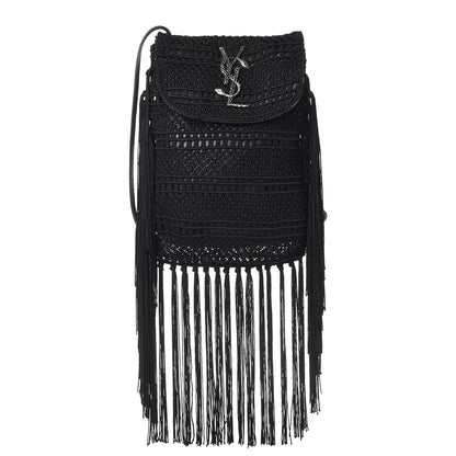 Saint Laurent Crochet Fringe Monogram Serpent Anita Small Crossbody Black 1 of 9