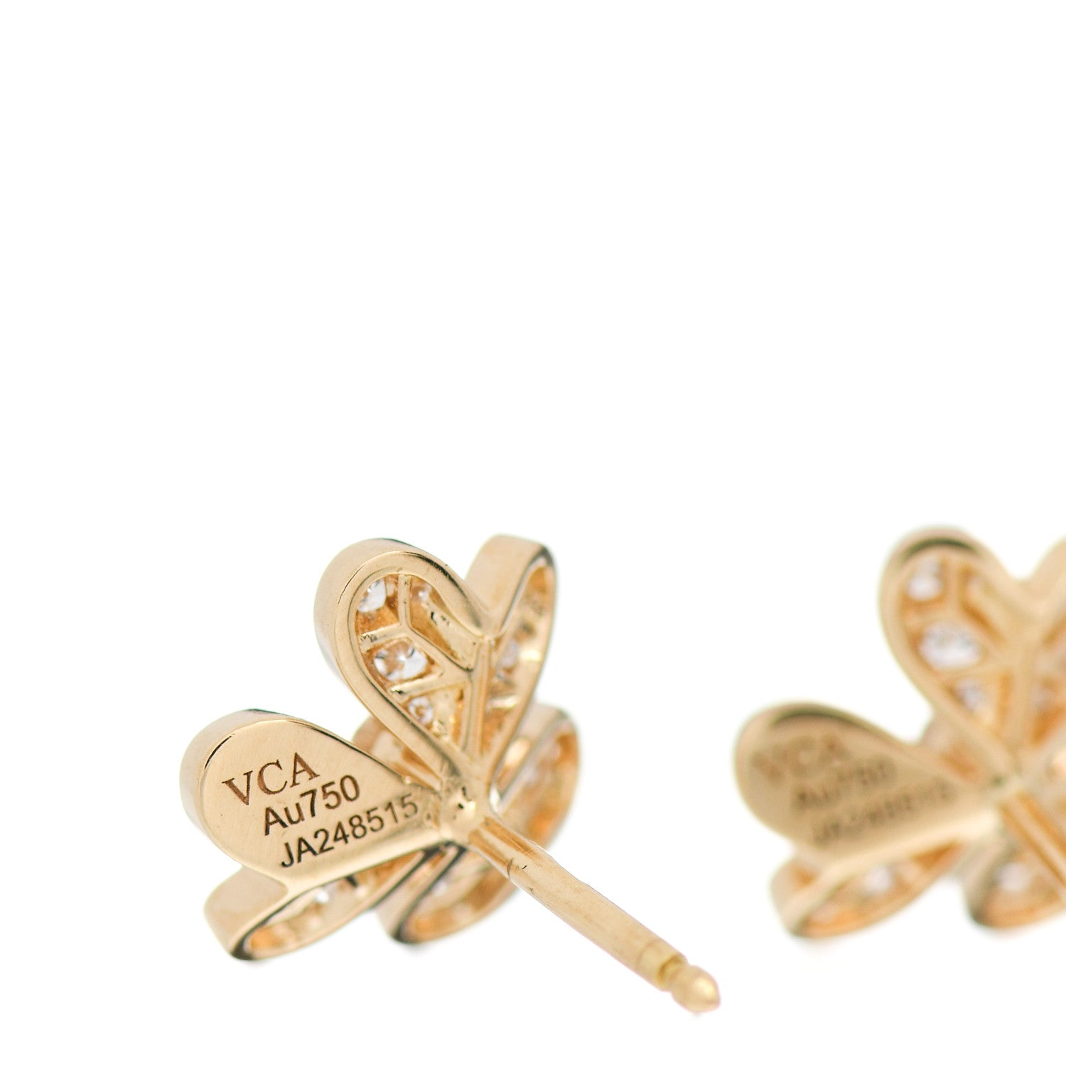 Van Cleef & Arpels 18K Yellow Gold Diamond Mini Frivole Pave Earrings 4 of 5