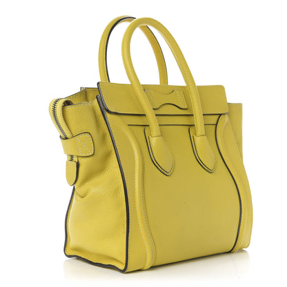 Celine Drummed Calfskin Micro Luggage Citron 3 of 9