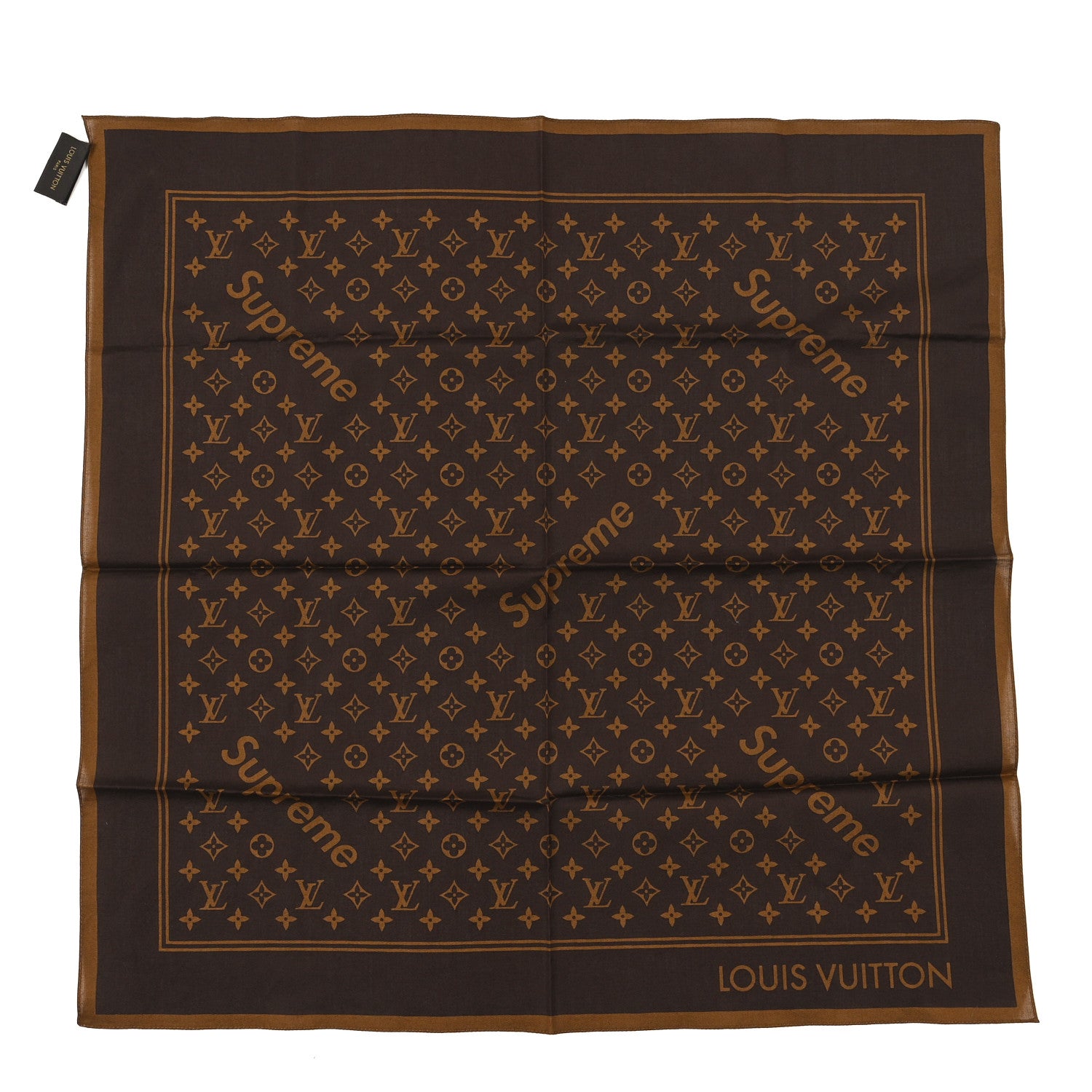 Louis Vuitton X Supreme Cotton Monogram Bandana Scarf Brown