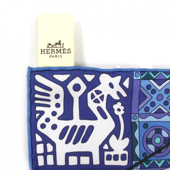 Hermes Silk Zabavushka Scarf Carre 90 Bleu Cobalt 8 of 8