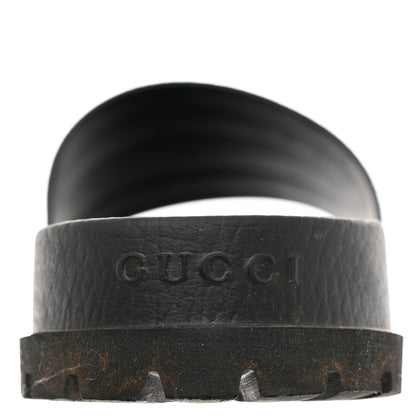 Gucci Rubber Web Mens Lug Sole Slide Sandals 10 Black Green Red 7 of 11