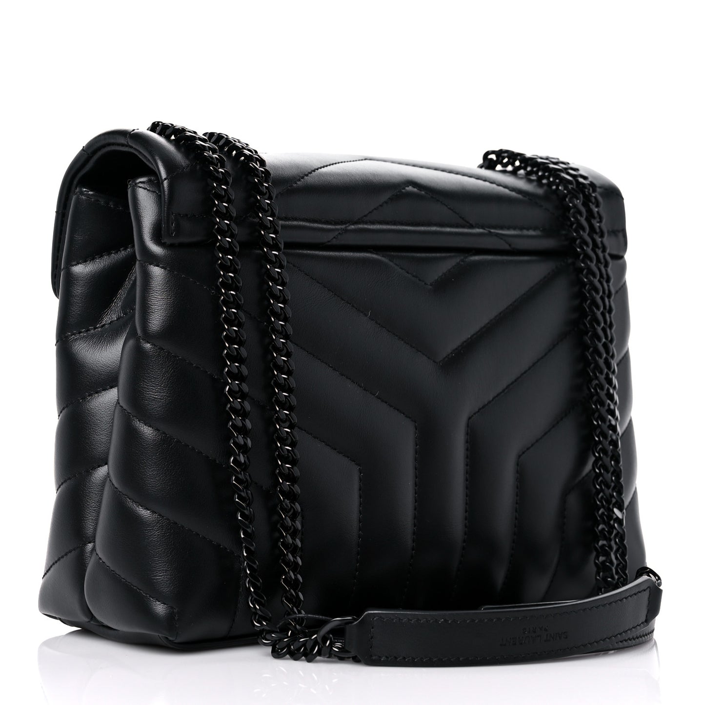 Calfskin Y Quilted Monogram Small Loulou Chain Satchel Black