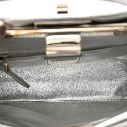 Fendi Vitello Catalan Mirror Sequin FF 1974 Embroidered Mini Peekaboo Iconic Satchel Argento 6 of 9