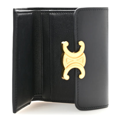 Celine Calfskin Compact Triomphe Wallet With Coin Purse Black 5 of 10