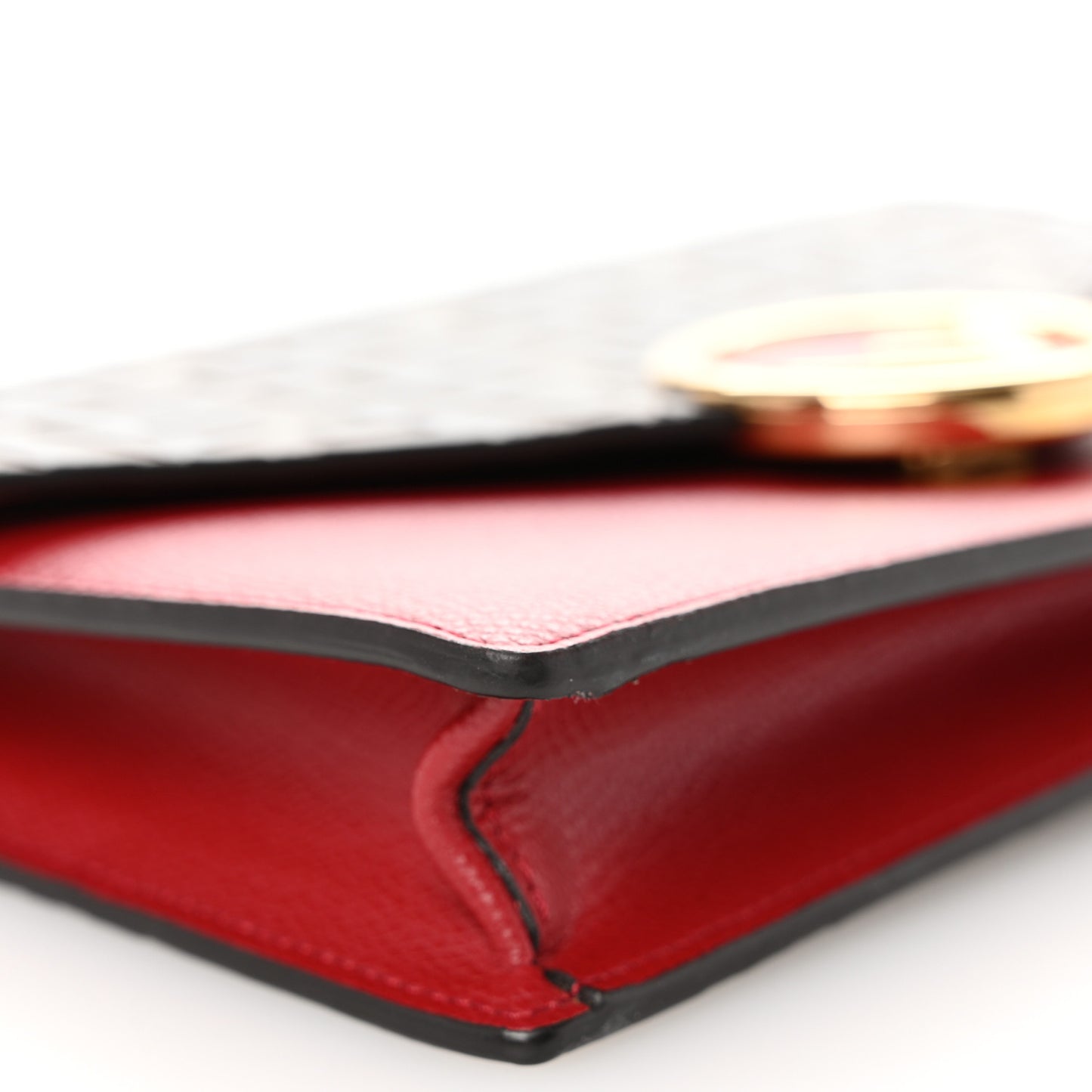 Vitello Cruise F is Fendi FF 1974 Embossed Medium Envelope Wallet On Chain Fragola Maya Black