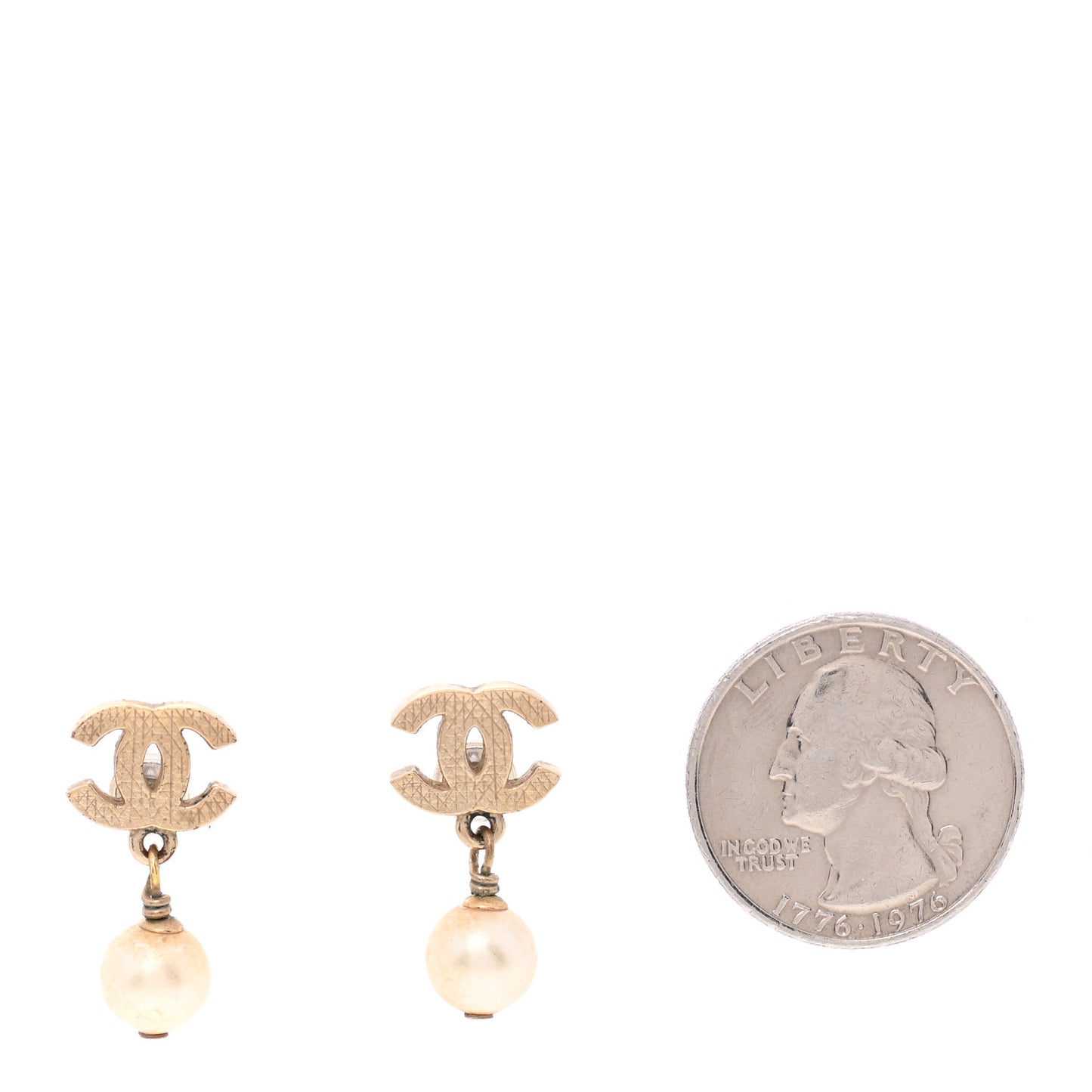 Pearl CC Drop Earrings Gold