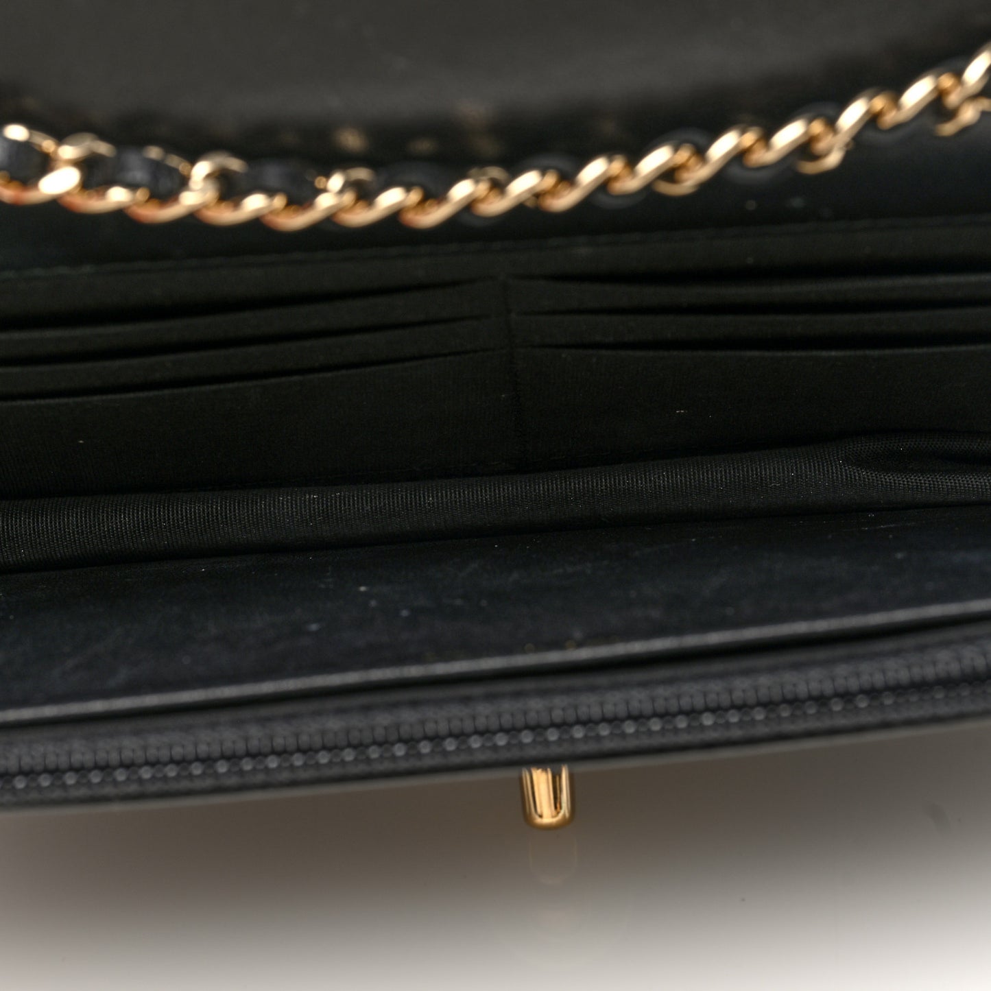 Lambskin Quilted Trendy CC Wallet On Chain WOC Black