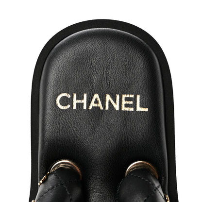 Chanel Lambskin Quilted Padded Charms Thong Sandals 37.5 Black 6 of 8