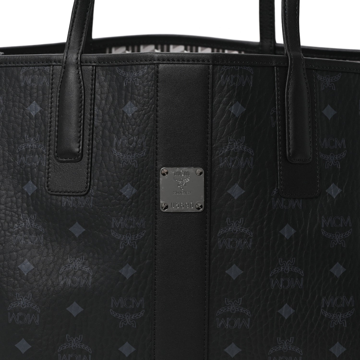 MCM Visetos Large Liz Reversible Shopper Tote Black 8 of 10
