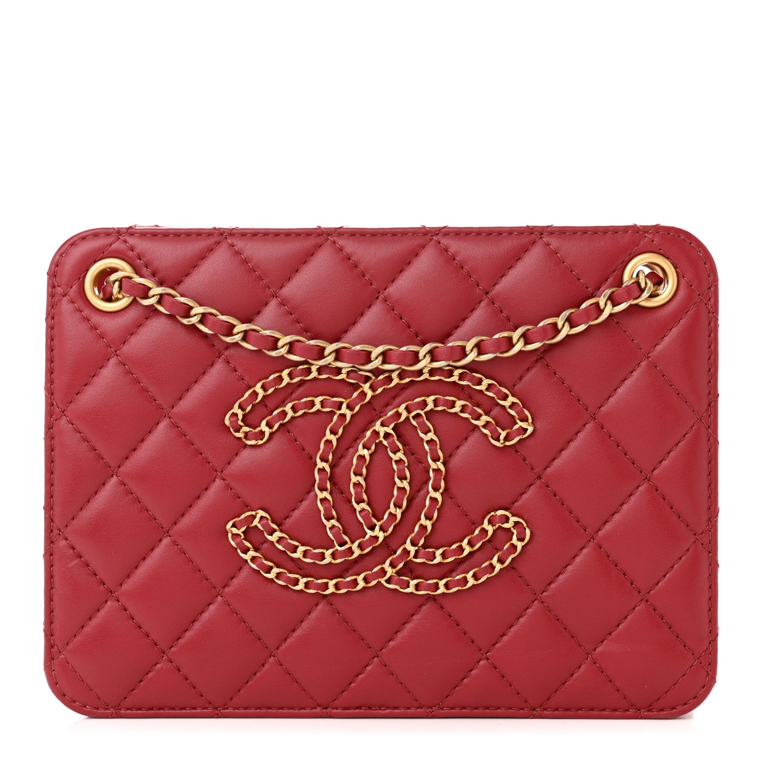 Chanel Calfskin Quilted CC Small Once Upon A Time Tote Red 1 of 10