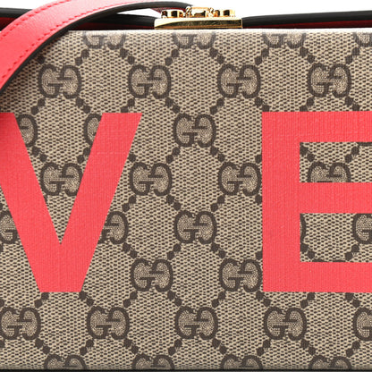 Gucci GG Supreme Monogram Moon Calfskin Love Valentines Day Padlock Case Beige Ebony New Geranium 8 of 10