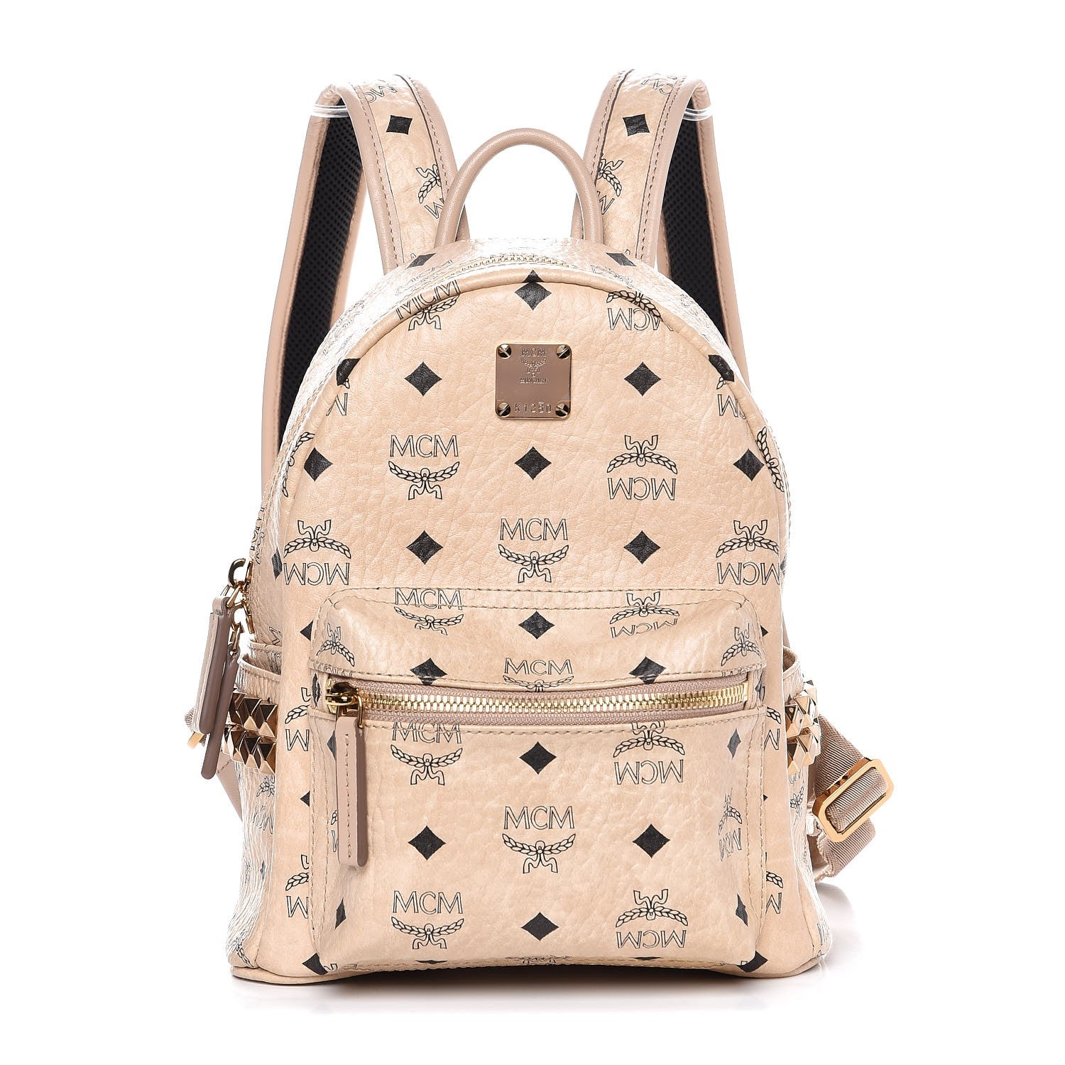 MCM Visetos Side Stud Mini Stark Backpack Beige 1 of 9