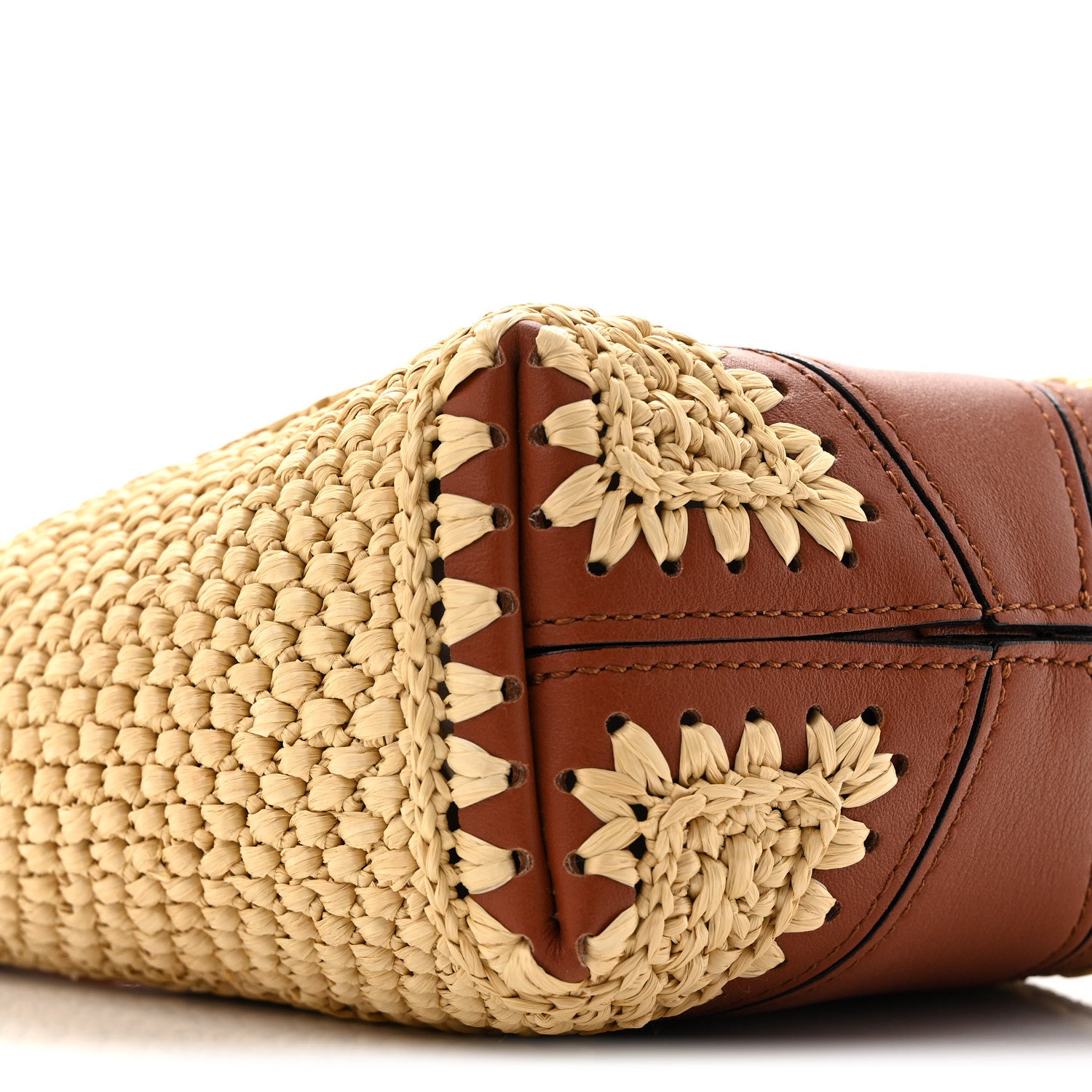 Chloe Raffia Calfskin Small Spin Tote Clay Brown 9 of 11