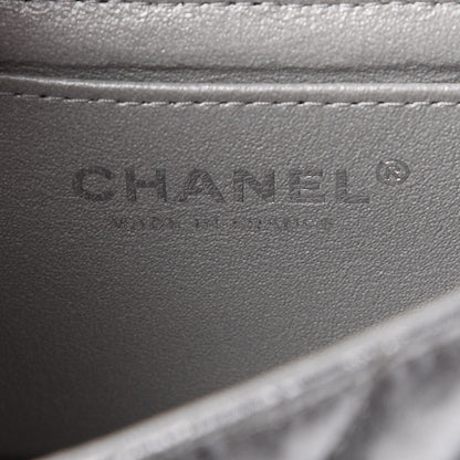 Chanel Patent Metallic Crumpled Calfskin Chevron Quilted Mini Rectangular Flap Silver 9 of 11