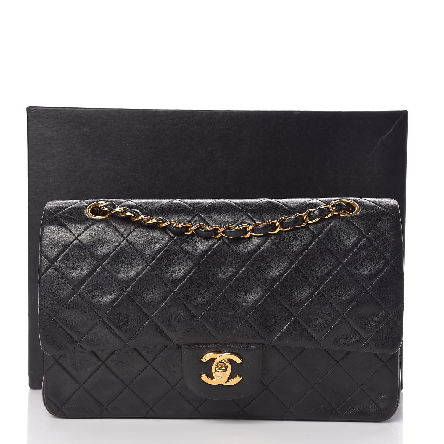 Chanel Lambskin Quilted Medium Double Flap Black 12 of 12