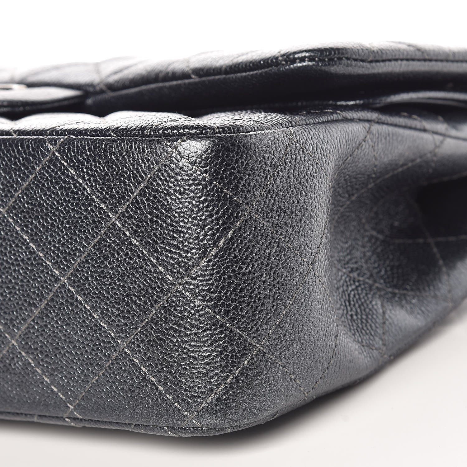 Chanel Pearly Caviar Quilted Jumbo Double Flap Grey 9 of 9