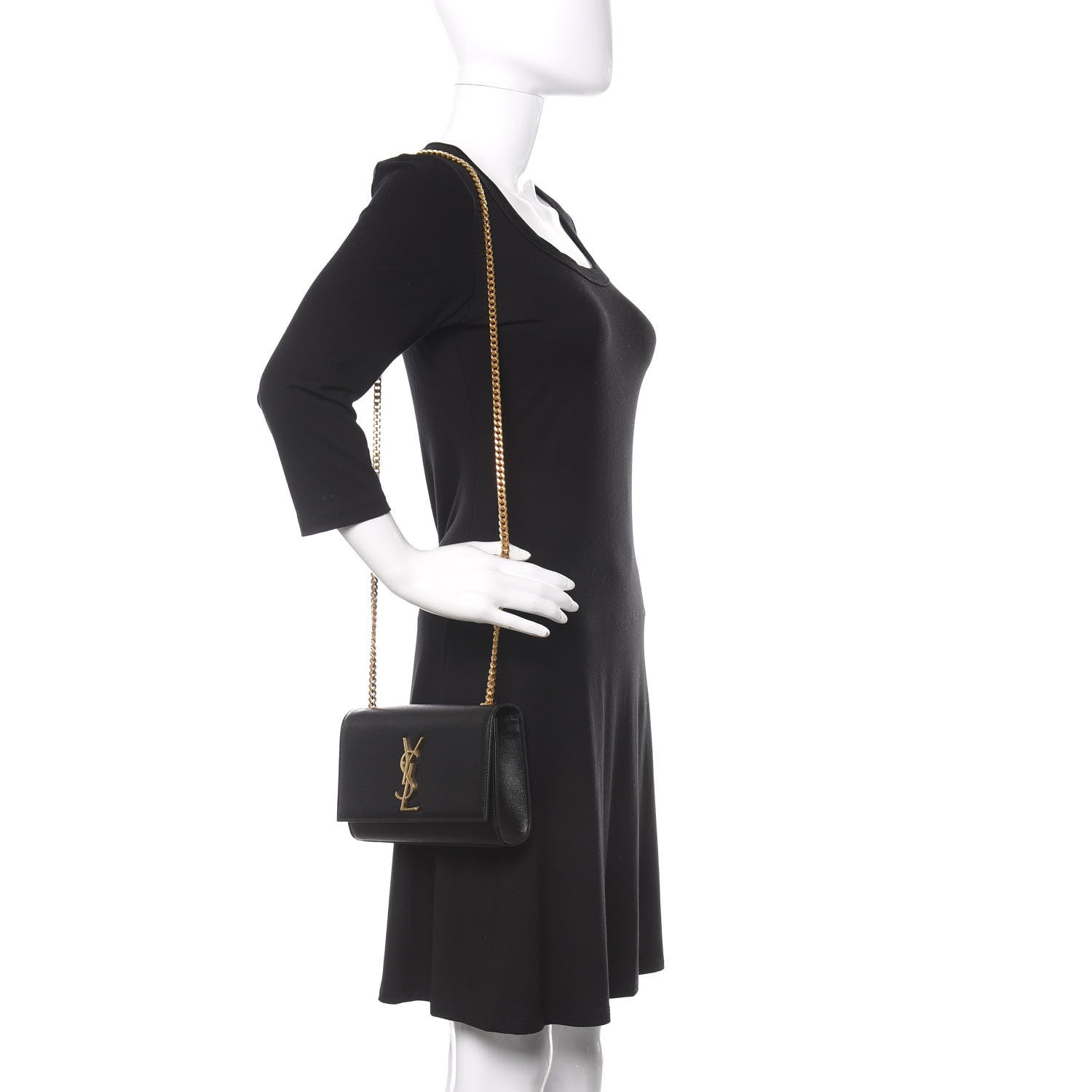 Saint Laurent Grain De Poudre Small Monogram Kate Satchel Black 2 of 11