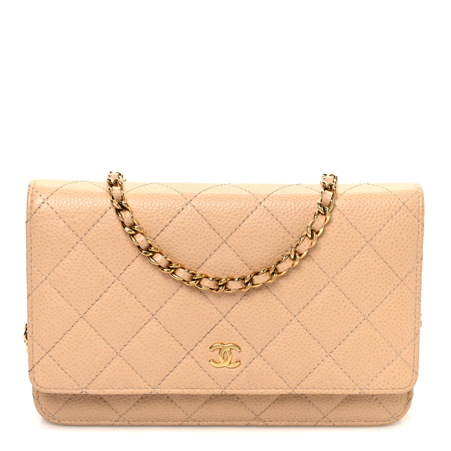 Chanel Caviar Quilted Wallet on Chain WOC Beige 1 of 12