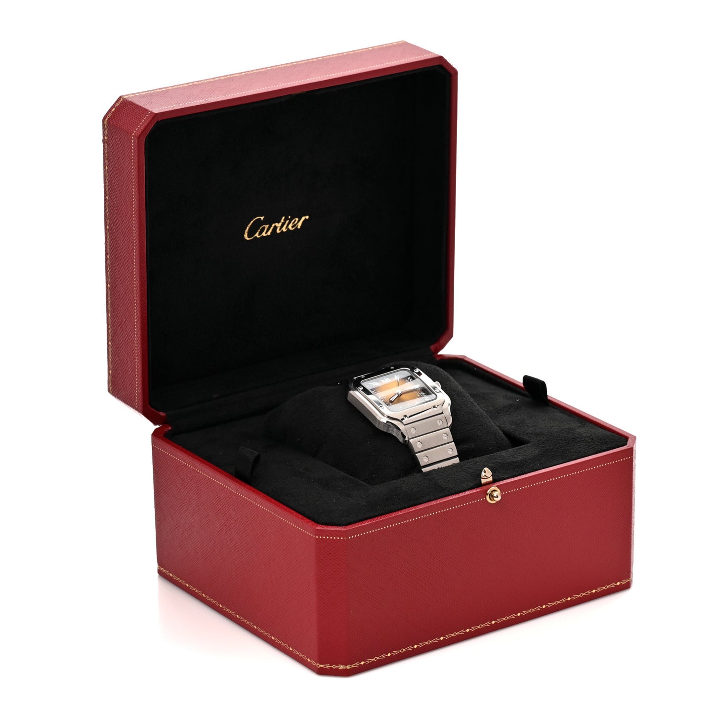 Stainless Steel 35mm Santos de Cartier Automatic Watch Brown