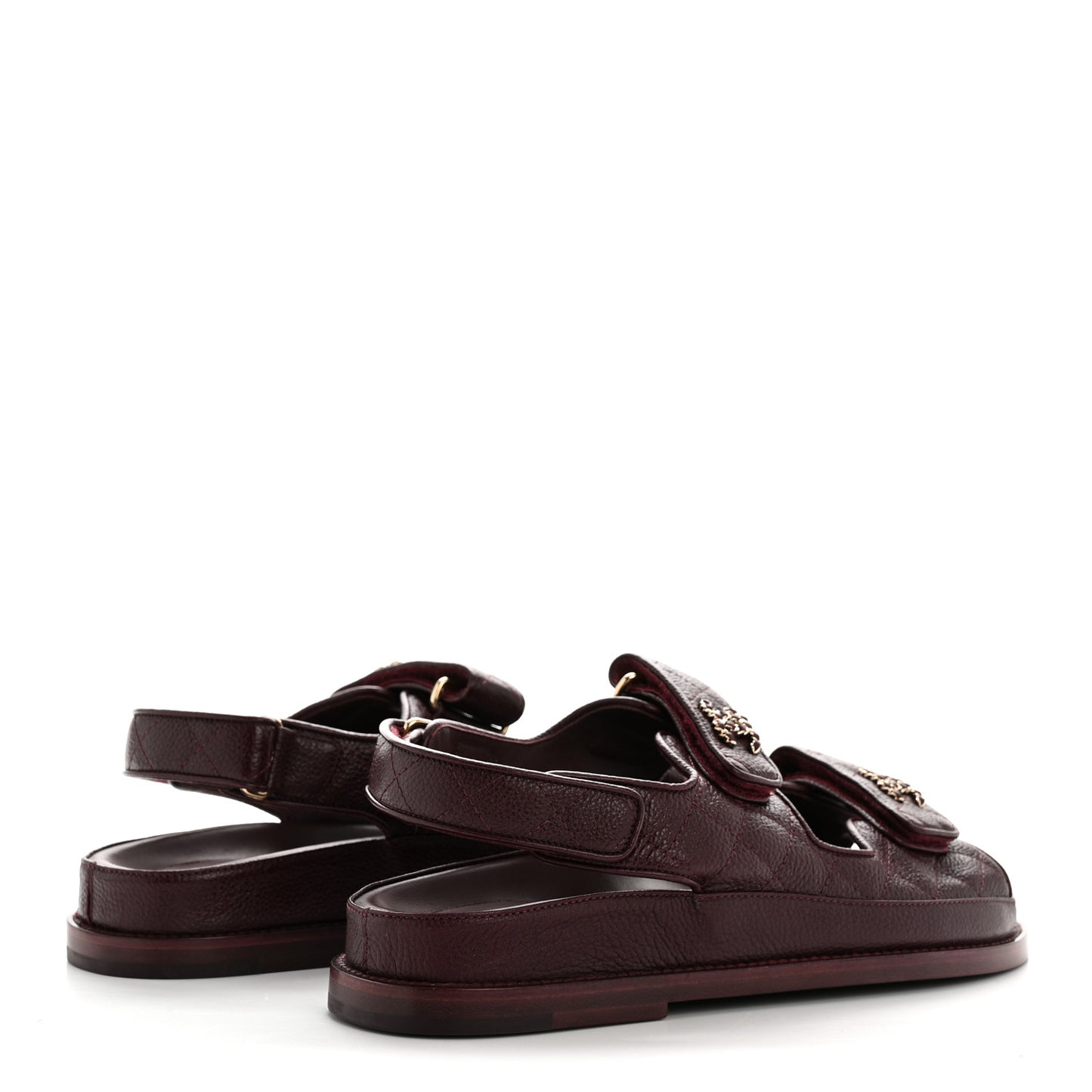 Grained Calfskin Velcro Dad Sandals 36.5 Maroon