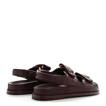 Chanel Grained Calfskin Velcro Dad Sandals 36.5 Maroon 5 of 10