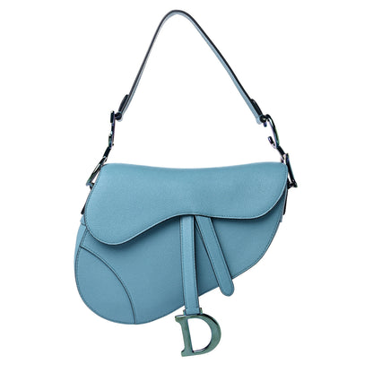 Christian Dior Grained Calfskin Saddle Bag Azure Blue 1 of 11
