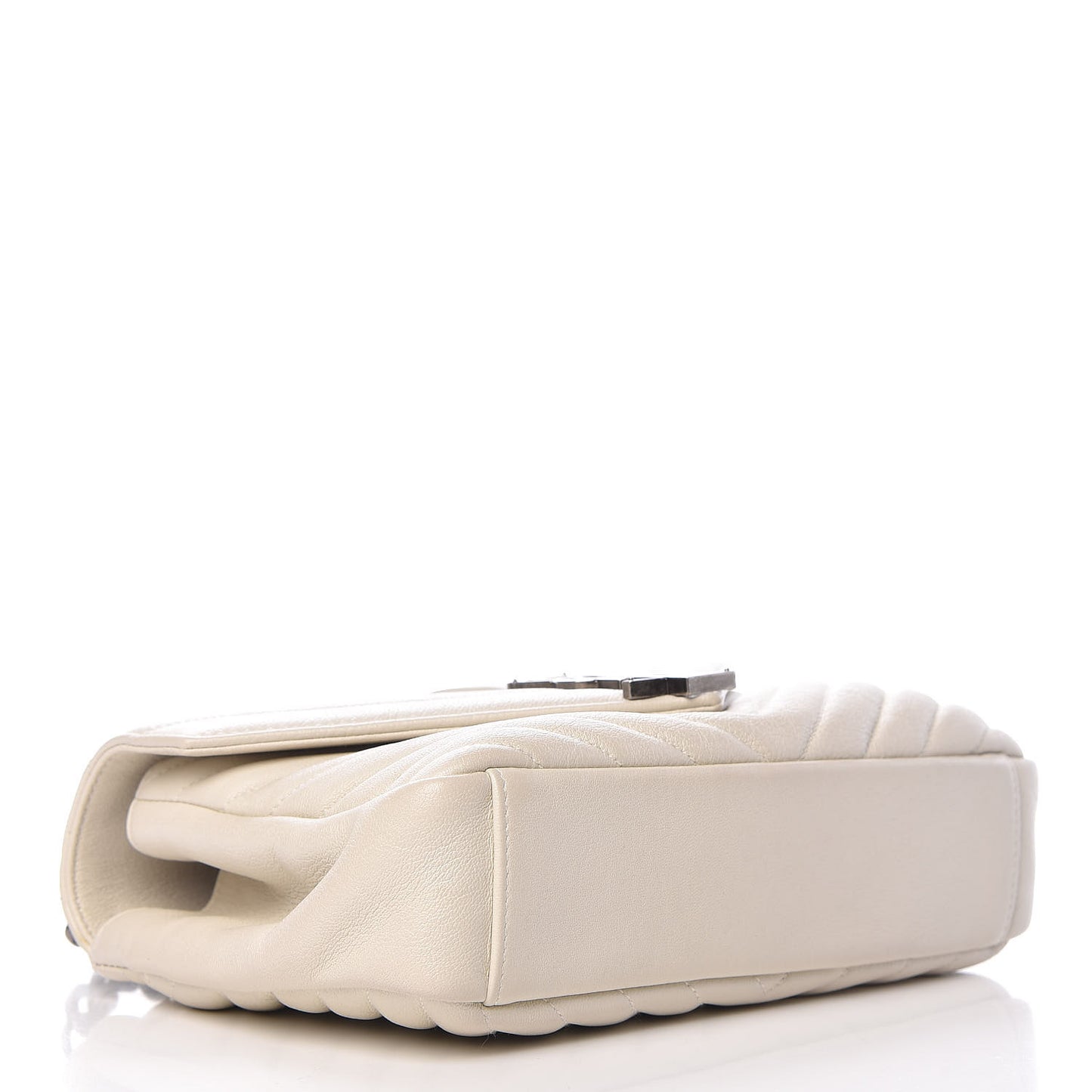 Sheepskin Matelasse Chevron Monogram Medium College Bag Dove White